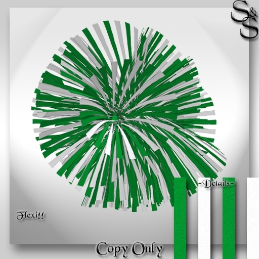 S&S Green and White pompoms