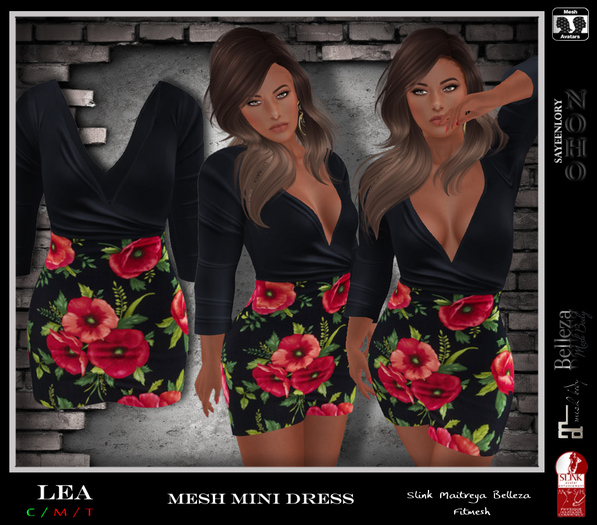 [NOHO] Lea V-Neck mini dress (fitmesh box) black/red