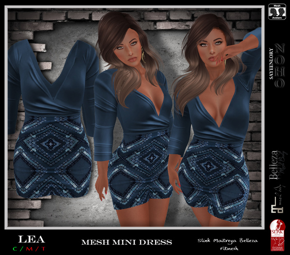 [NOHO] Lea V-Neck mini dress (fitmesh box) blue