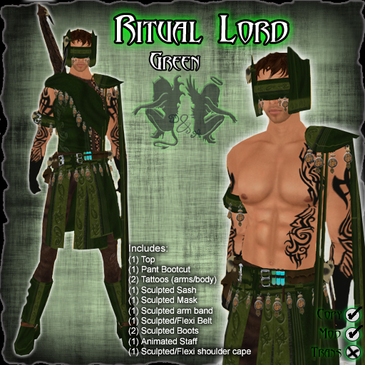 D&A Ritual Lord Shaman Mens Green Fantasy Outfit