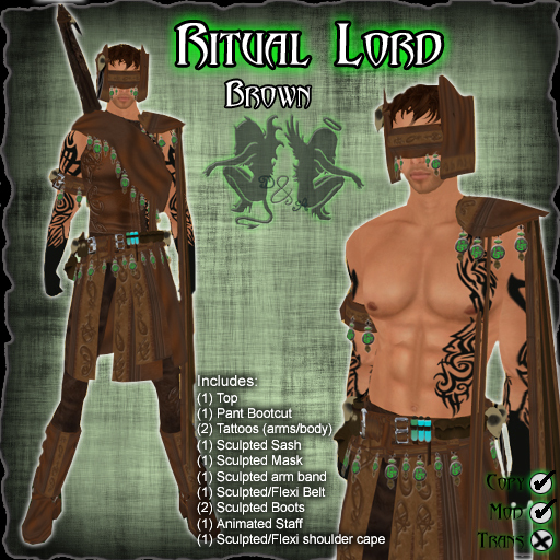D&A Ritual Lord Shaman Mens Brown Fantasy Outfit