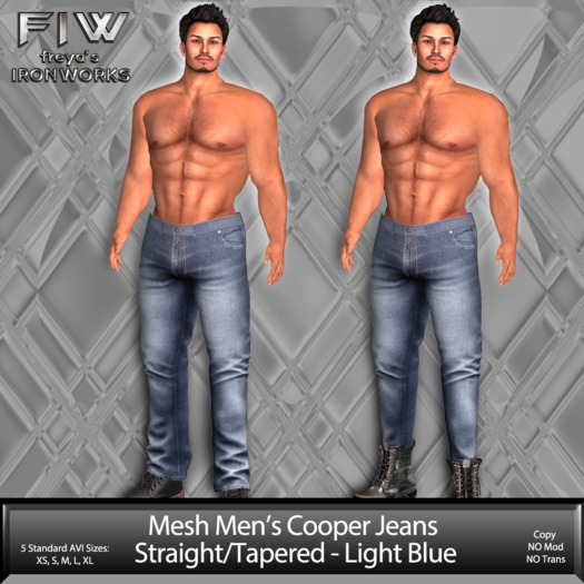 Mesh Mens Cooper Jeans - Lt Blue