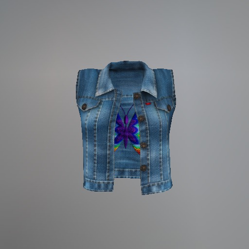 Rainbow Butterfly Denim Fitmesh Vest