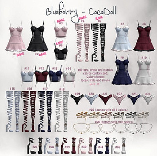 #4 Blueberry - Cocodoll Set - M - Top - Black - RARE