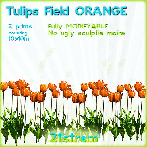 Tulips Field ORANGE - 2prim sculpted grass field groundcover green lawn COPY+MODIFY