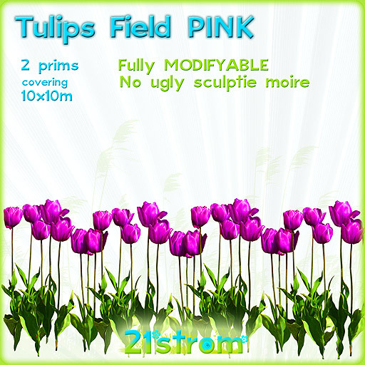 Tulips Field PINK - 2prim sculpted grass field groundcover green lawn COPY+MODIFY