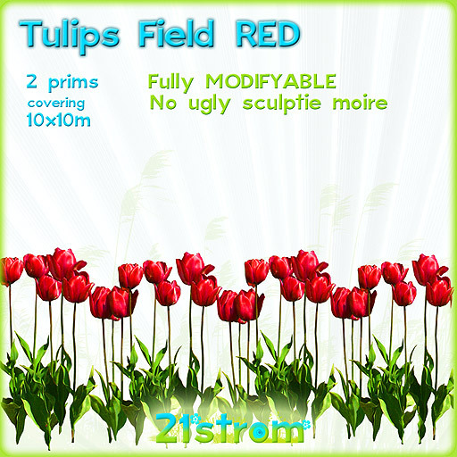 Tulips Field RED - 2prim sculpted grass field groundcover green lawn COPY+MODIFY