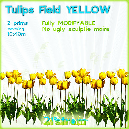 Tulips Field YELLOW - 2prim sculpted grass field groundcover green lawn COPY+MODIFY