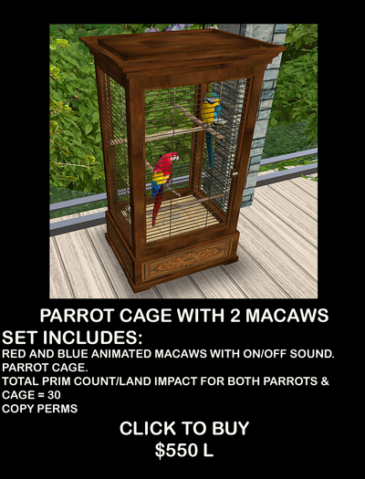 MACAW CAGE WITH ANIMATED PARROTS & SOUND V2 BOXED