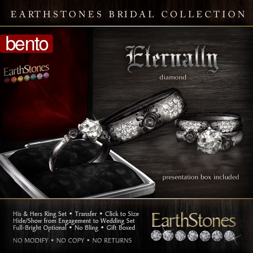 EarthStones Eternally Wedding Rings - Gothic Wedding Rings - Diamond BENTO