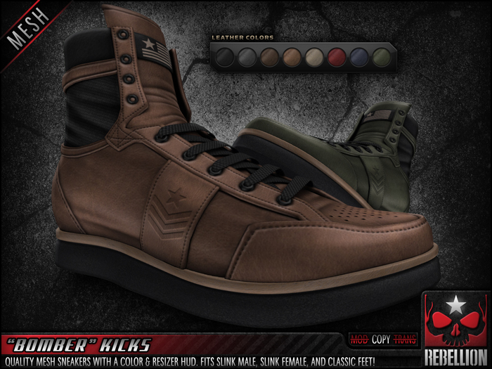 = REBELLION = "BOMBER" KICKS