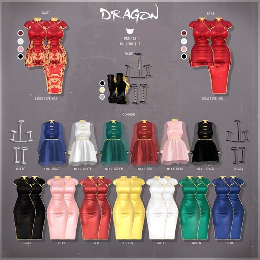 -Pixicat- Dragon.Dress Mini - Blue (Maitreya)