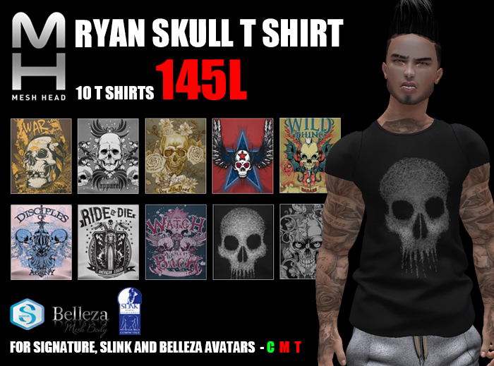 Mesh Head - Ryan Skull T Shirt DEMO