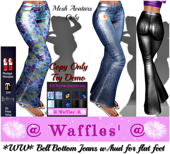 *WW* Bell Bottom Jeans w/hud for flat feet
