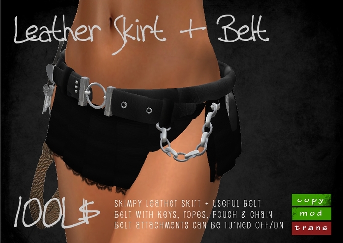 Leather Mini Skirt + Leather Belt with useful attachments