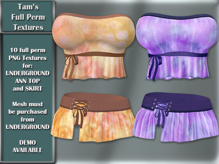 TAM'S FULL PERM TEXTURES FOR UG ANN TOP AND SKIRT DEMO