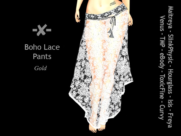 -X- Boho Lace Pants White