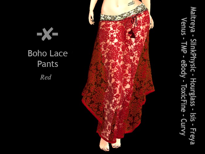 -X- Boho Lace Pants Red - ADD TO UNPACK