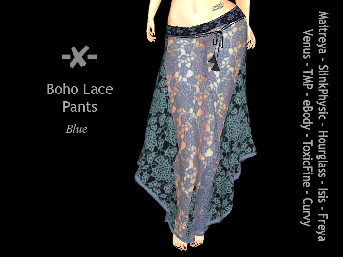 -X- Boho Lace Pants Blue 
