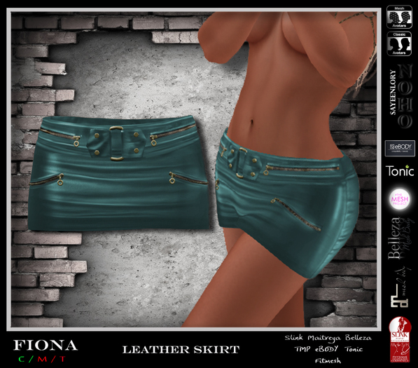 [NOHO] Fiona Leather Skirt [Fitmesh box] jade