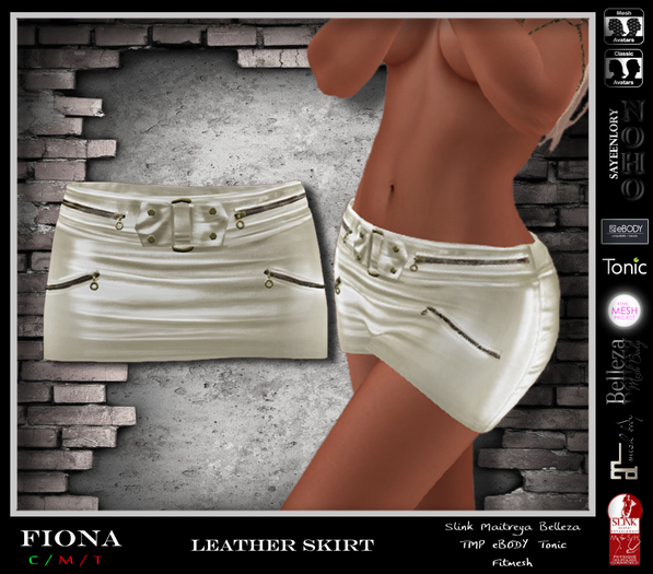 [NOHO] Fiona Leather Skirt [Fitmesh box] creme