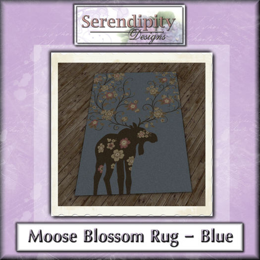 Serendipity Designs - Moose Blossom Area Rug Blue [WEAR ME]