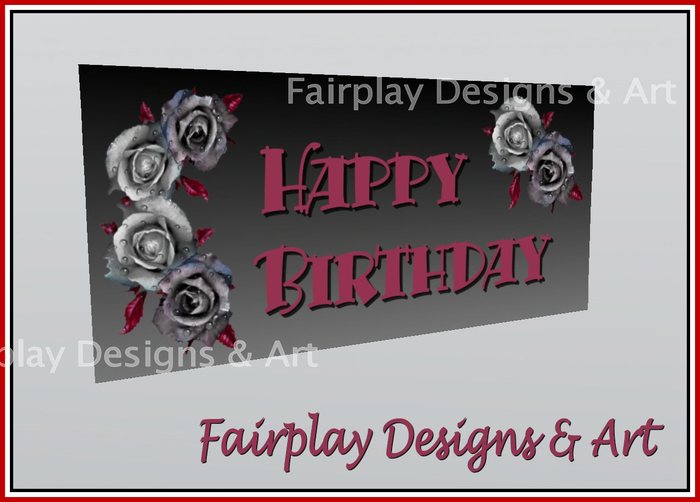 Goth Rose Happy Birthday Banner Windblown RESIZE/TRANSFER