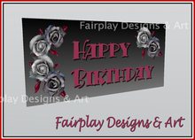 Goth Rose Happy Birthday Banner Windblown RESIZE/TRANSFER