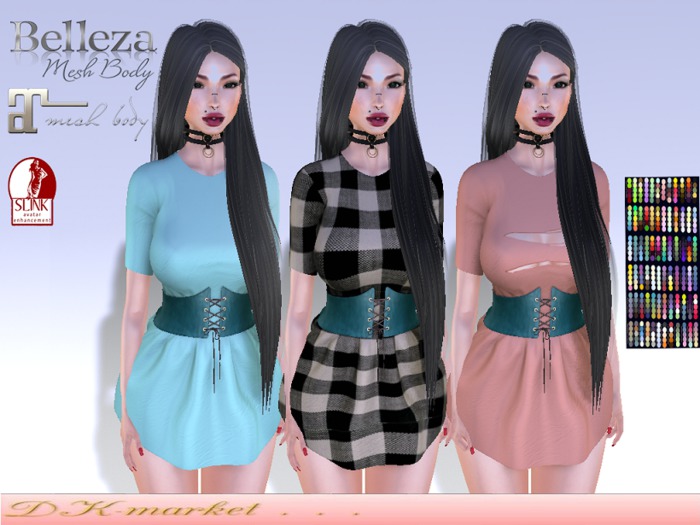 DK:: Belted T-shirt ( 3 MODELS, 50 COLORS) HUD MAITREYA SLINK B