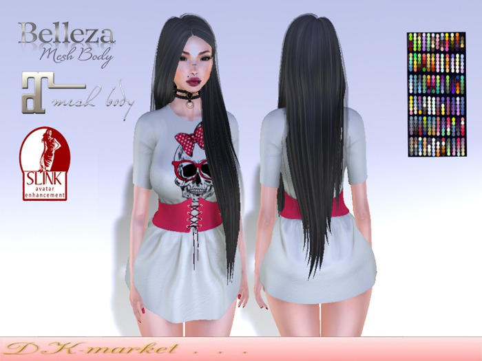 DK:: Belted T-shirt (SKULL) MAITREYA BELLEZA SLINK - HUD