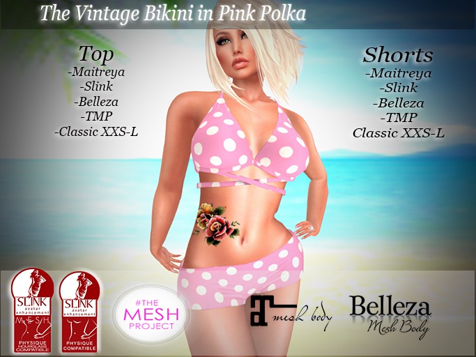 The Vintage Bikini in Pink Polka - Bagged