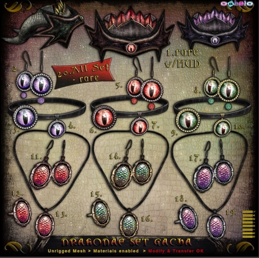 1. [ bubble ] Drakonae Set - Headpiece w/ HUD - RARE