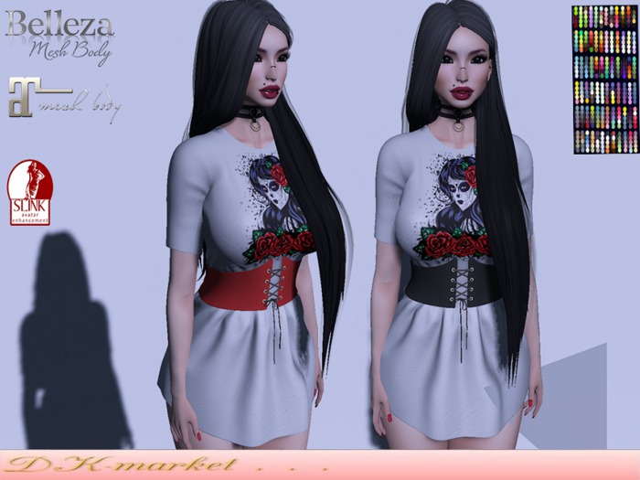 DK:: Belted T-shirt (ROSES) maitreya slink belleza