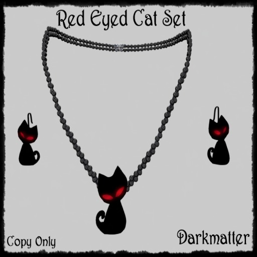 Red Eyed Cat Jewelry Set