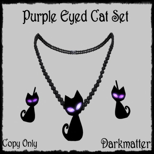Purple Eyed Cat Jewelry Set