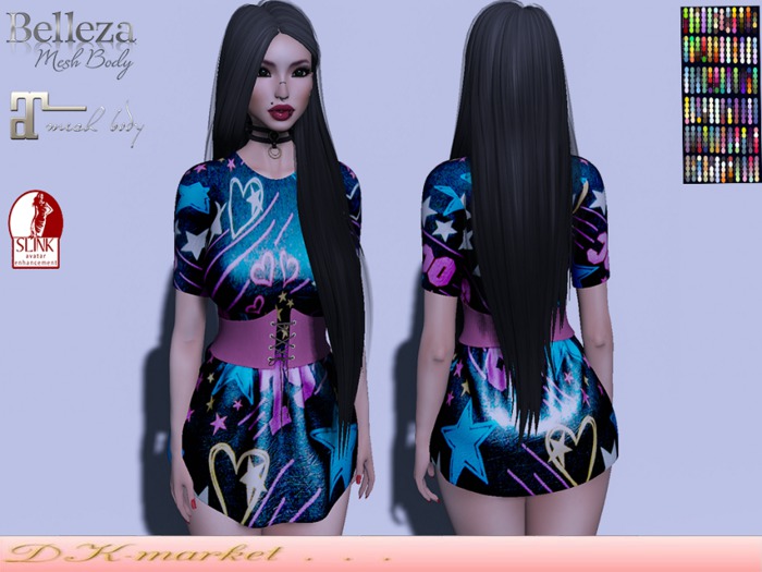 DK:: Belted T-shirt (STARS) maitreya slink & belleza