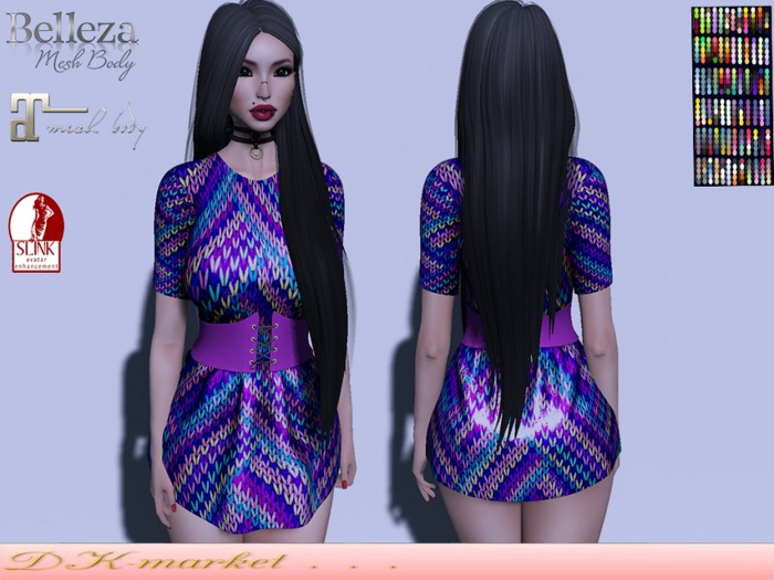 DK:: Belted T-shirt (LINES) MAITREYA SLINK BELLEZA