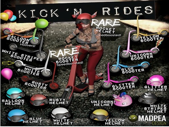 MadPea Kick 'n Ride - White Stripes Scooter