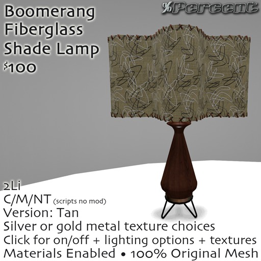 %Boomerang Lamp (Tan) *MESH* Delivery Box