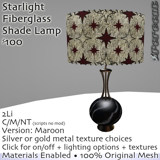 %Starlight Lamp (Maroon) *MESH* Delivery Box