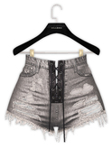 .:villena:. - Laced Up Ripped Shorts - Gray