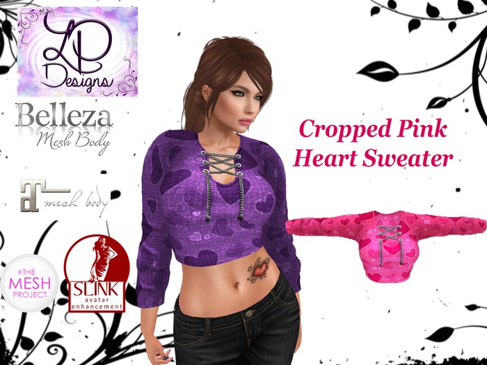 LP Designs - Cropped Sweater Pink Heart