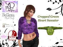 LP Designs - Cropped Sweater Heart Green
