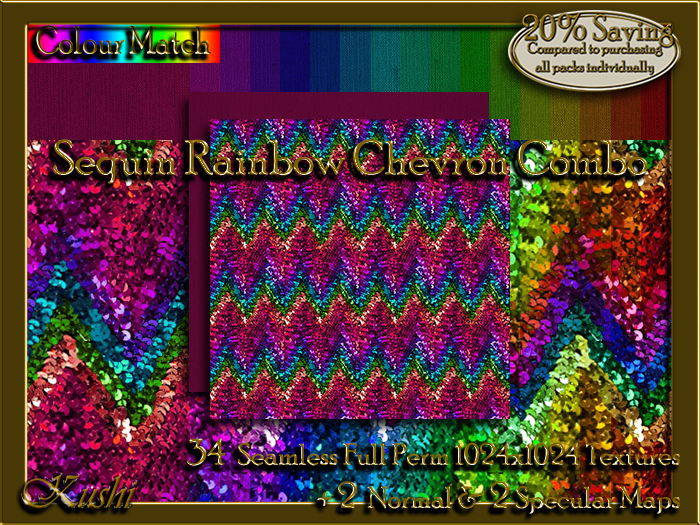 !Kushi! SequinRainbowChevronCOMBO Textures -WEAR TO UNPACK
