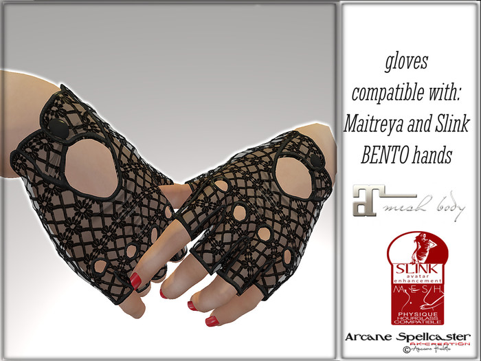 Glovers BENTO hands Lace Black *Arcane Spellcaster* Ak-Creations