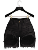 .:villena:. - Ripped Front Shorts - Black