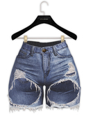 .:villena:. - Ripped Front Shorts - Blue