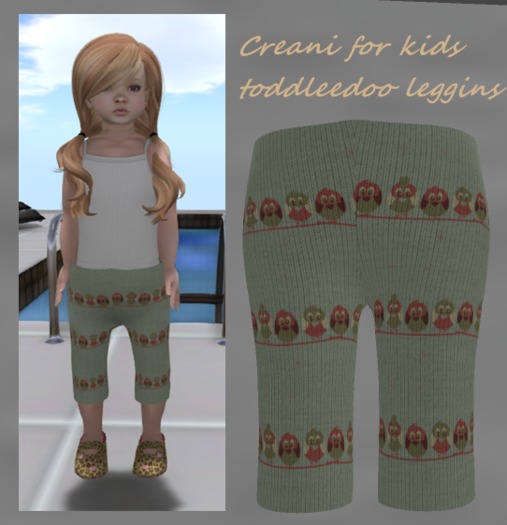 creani toddleedoo kid leggins little birds beige red
