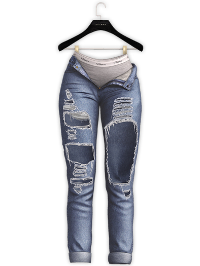 .:villena:. - Distorted Boyfriend Jeans - Blue