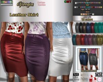 R.F. *GIORGIA Leather SKIRT With hud 15 texture and option Belt/No Belt in hud